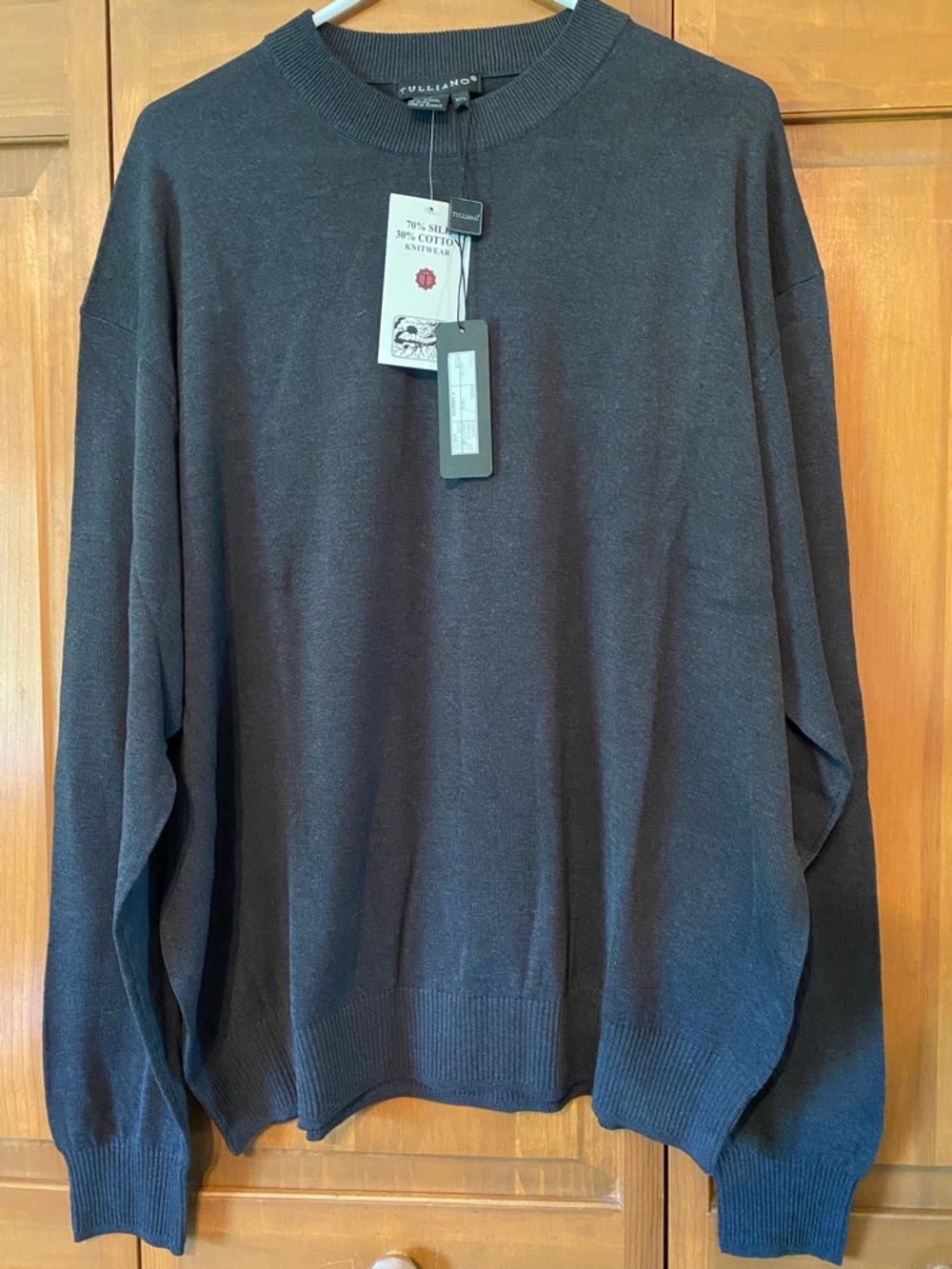NWT Pulliano Men's Crewneck Sweater - Dark Charcoal